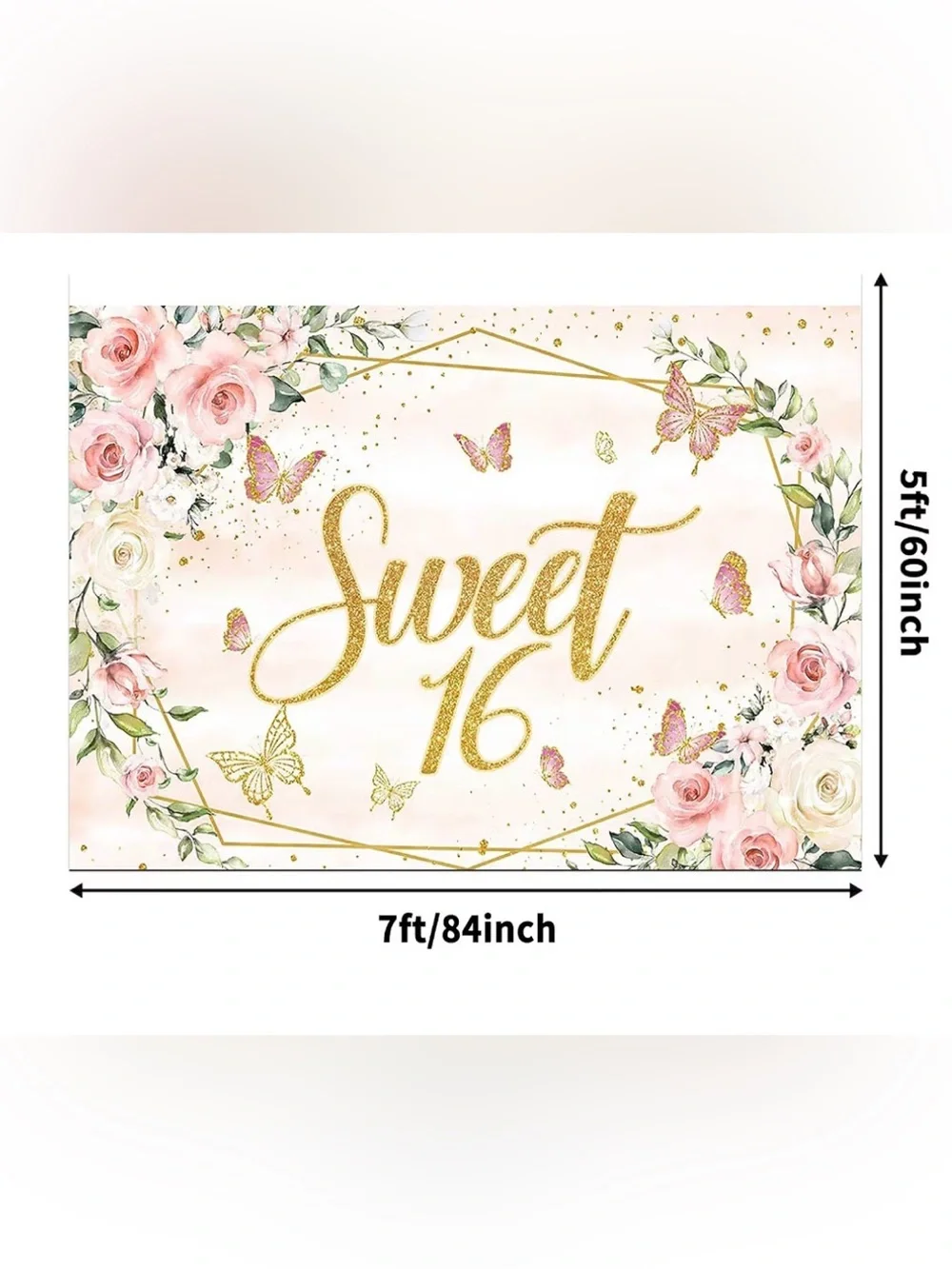 Sweet 16 Decorative Banner with Gold Script